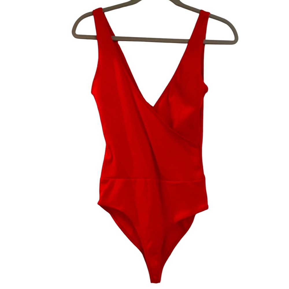 Zara Trafaluc Red Ribbed Bodysuit Tank Top One Piece
